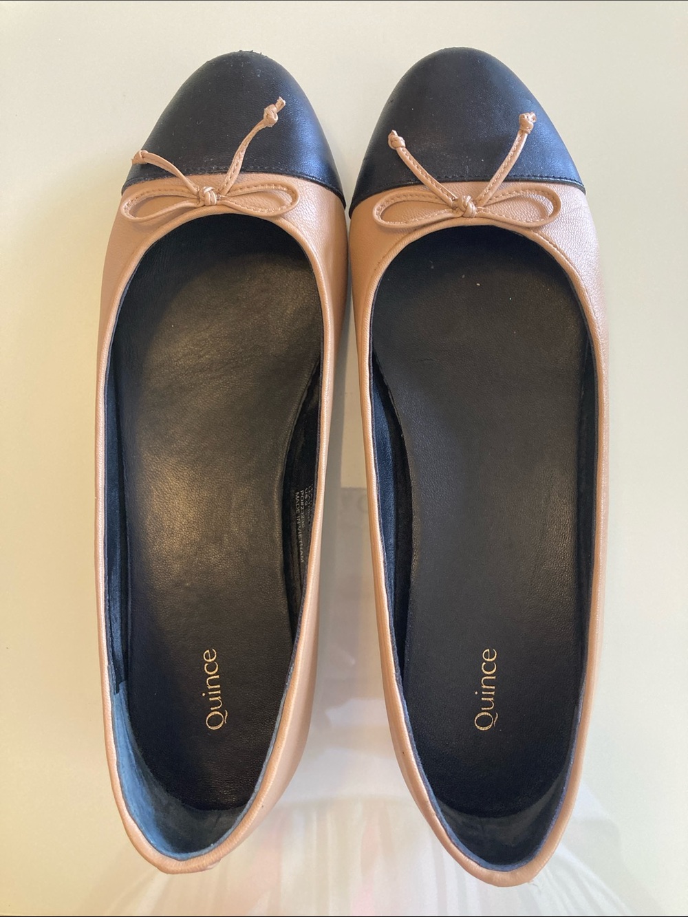 Quince Black and Tan Two-Tone Leather Ballet Flats